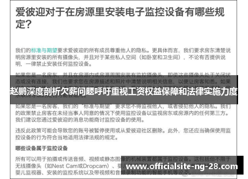 赵鹏深度剖析欠薪问题呼吁重视工资权益保障和法律实施力度 赵鹏深度剖析欠薪问题呼吁重视工资权益保障和法律实施力度